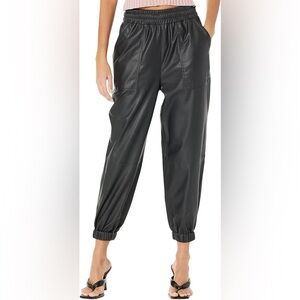 AG Adriano Goldschmied Pleather Nova Sweatpants / Joggers Black Size Small